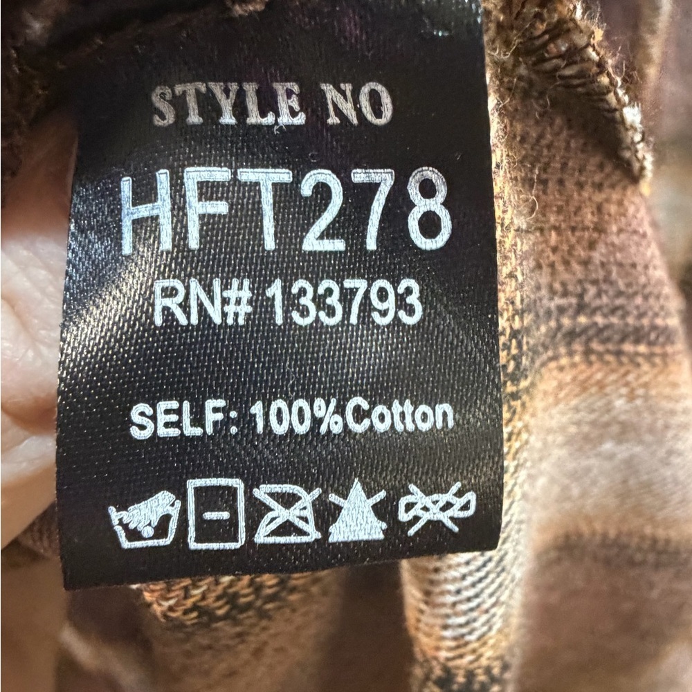 POL Plaid Button Down Shirt in Brown and Cream Oversized Size S Boho Western - Picture 5 of 5
